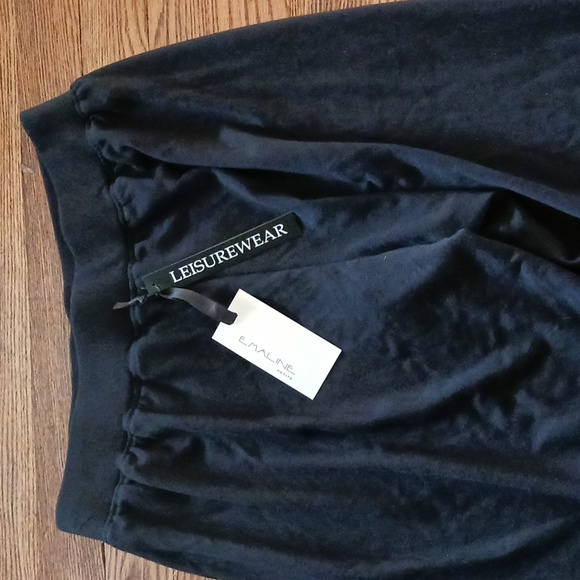 E. MALINE NWT Petite M Women's Leisurewear Soft Black Pants - Picture 6 of 13